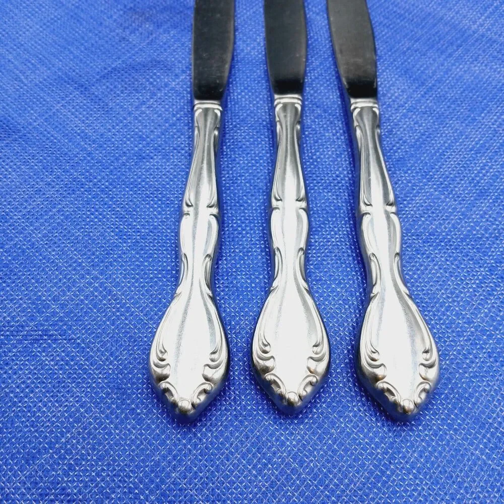 3 Oneida Community CANTATA Stainless Hollow Handle Dinner Knives Vtg